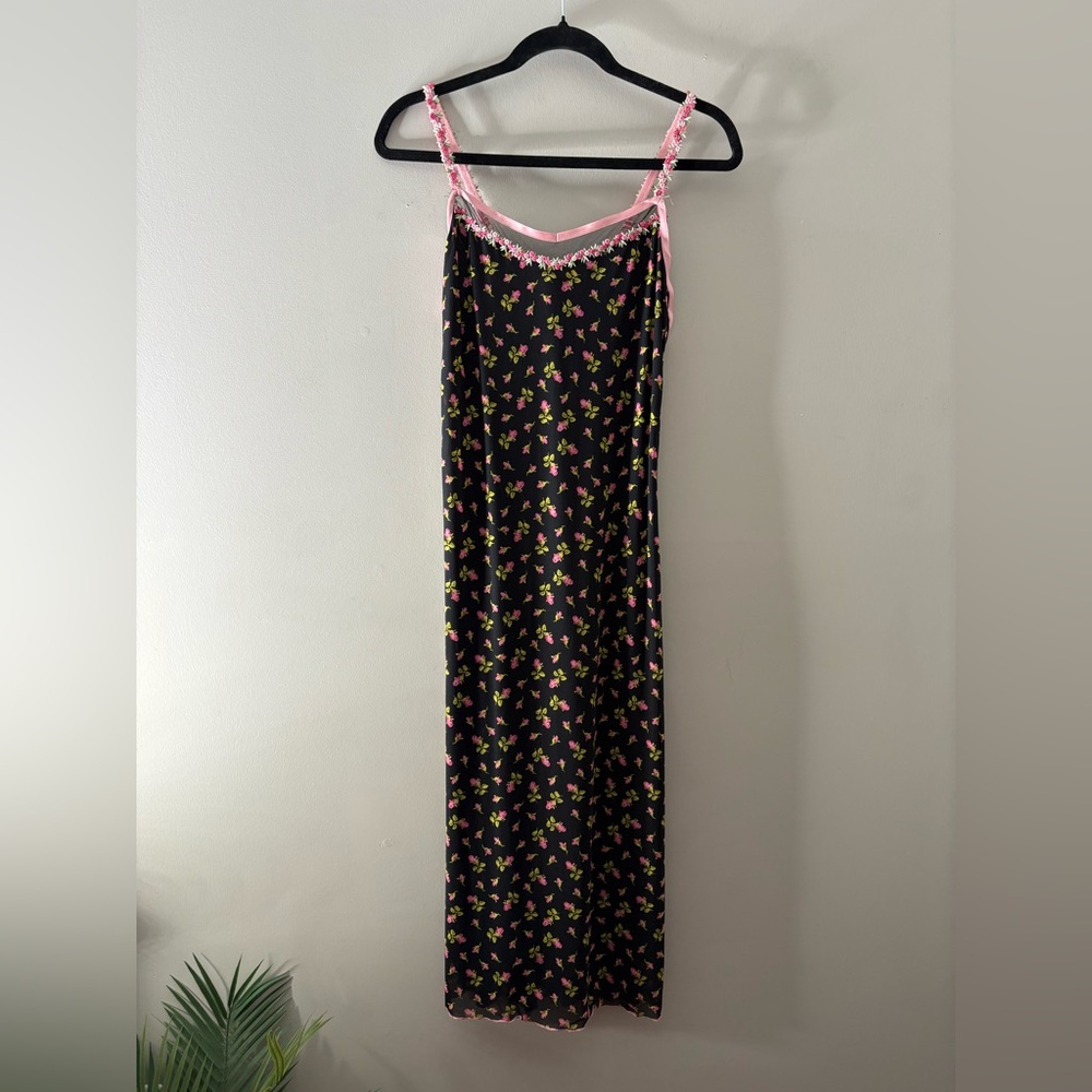 Betsey Johnson x forever 21 Black Floral Midi Slip Dress - Picture 2 of 7